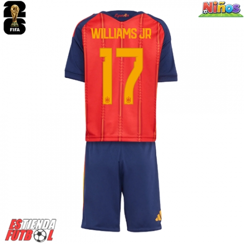 España Nico Williams #17 Primera Equipación Niños Mundial 2026 Manga Corta (+ Pantalones cortos)